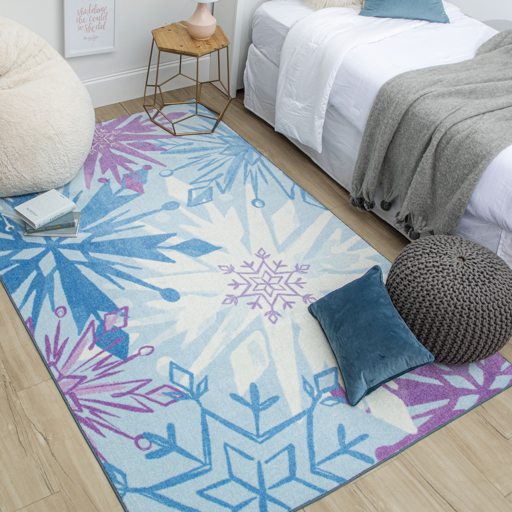 Kids Disney's Montage Of Snowflakes Blue 3'3 x 5' Rug - Thumbnail - Image 5
