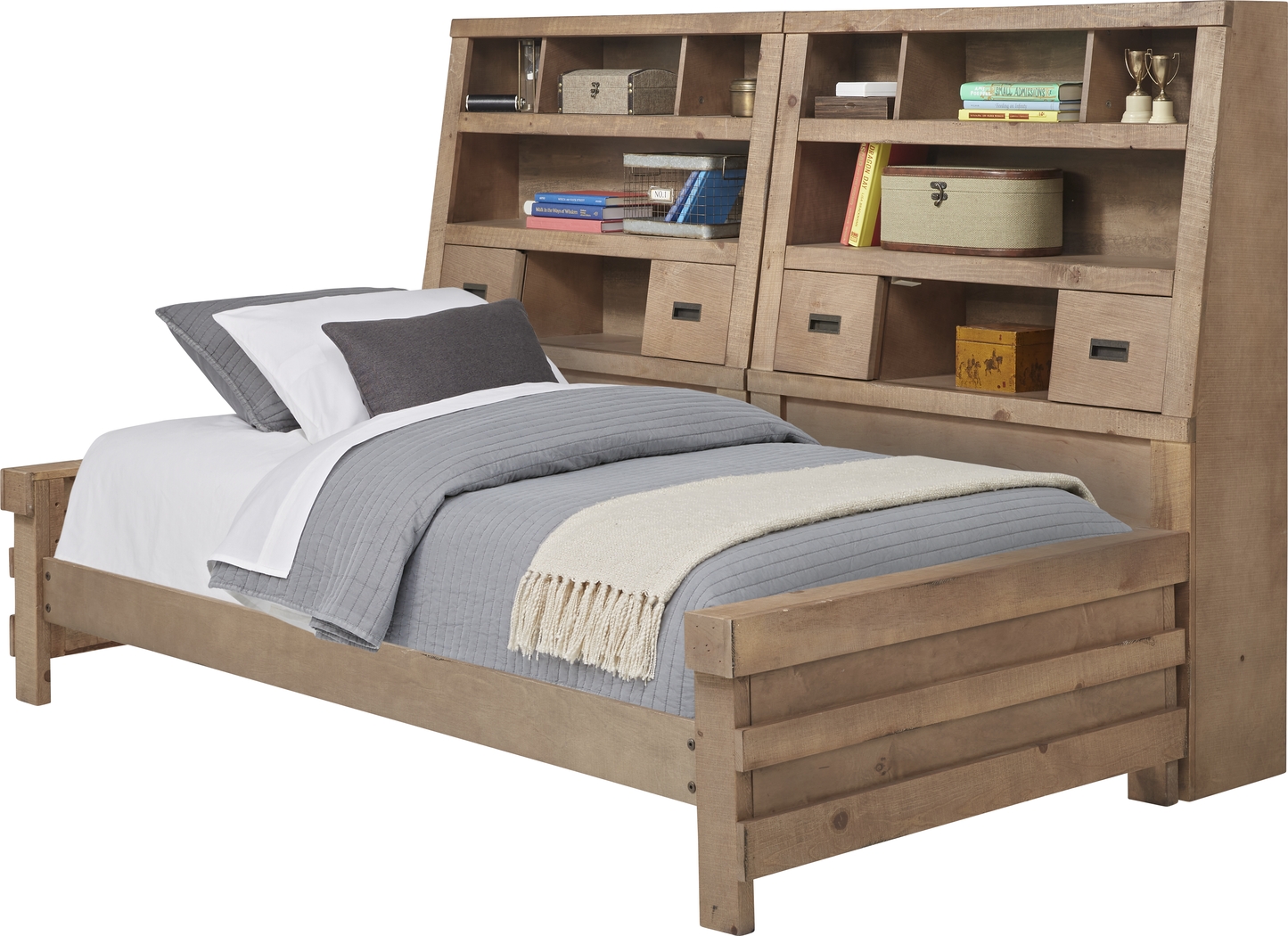 Kids Montana 2.0 Driftwood 5 Pc Twin Bookcase Wall Bed - Thumbnail - Image 1