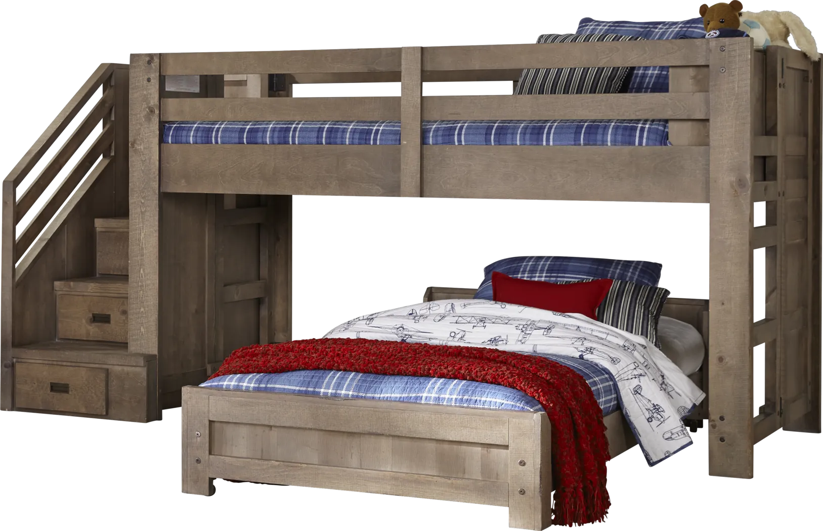 Montana Driftwood Twin/Twin Step Jr. Loft Bed - Thumbnail - Image 1