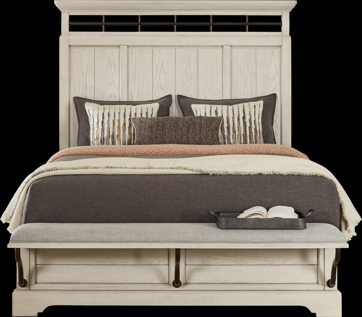Montana Ridge White 3 Pc King Panel Bed - Thumbnail - Image 1
