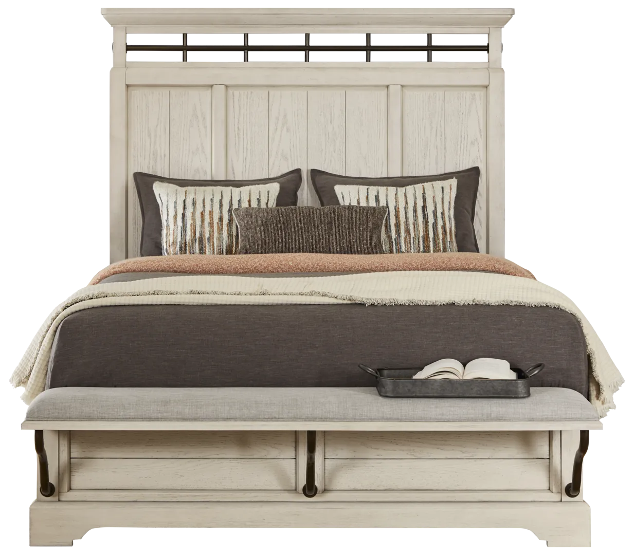 white 3 pc king panel bed