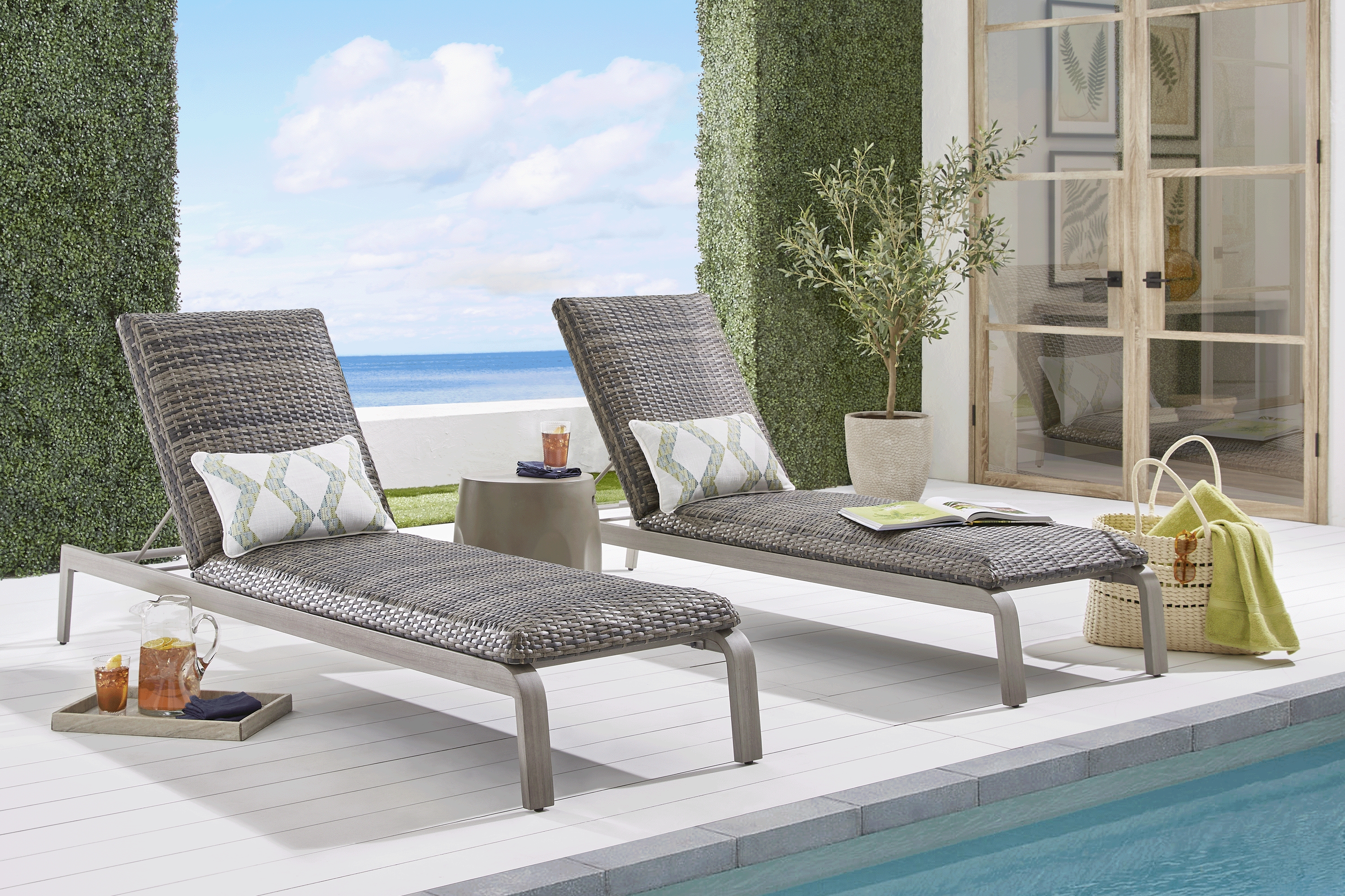 Montara Gray Outdoor Chaise, Set of 2 - Thumbnail - Image 2