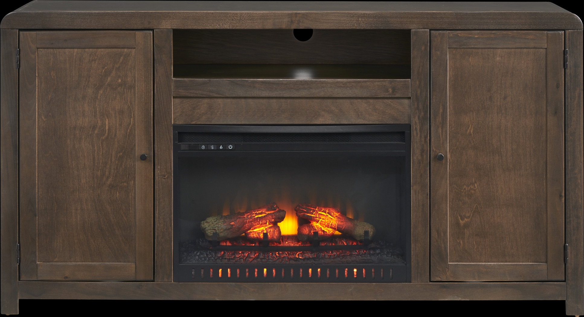 Montavilla Espresso 64 in. Console with Electric Log Fireplace - Thumbnail - Image 1
