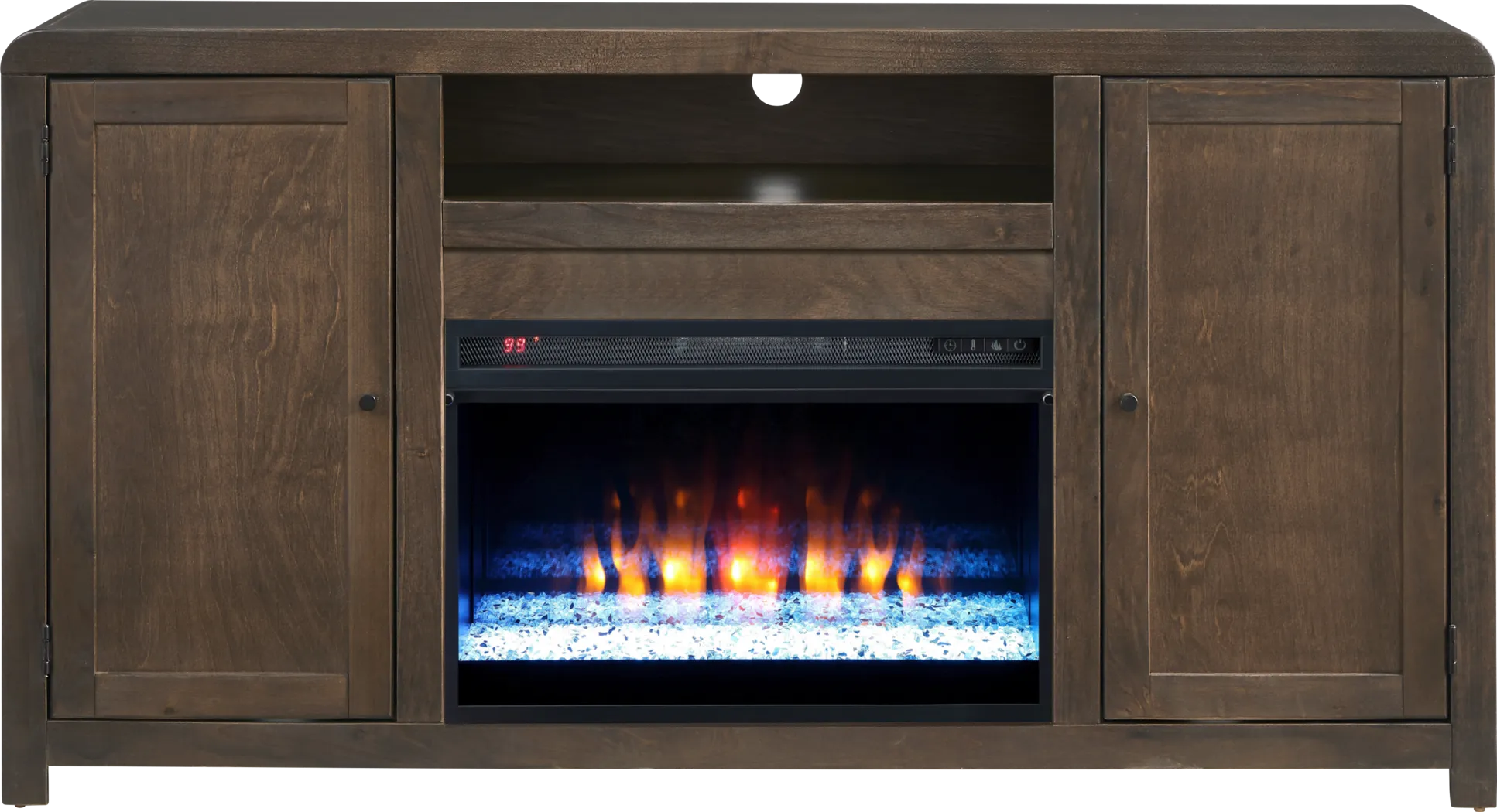 Montavilla Espresso 64 in. Console with Electric Fireplace - Thumbnail - Image 1