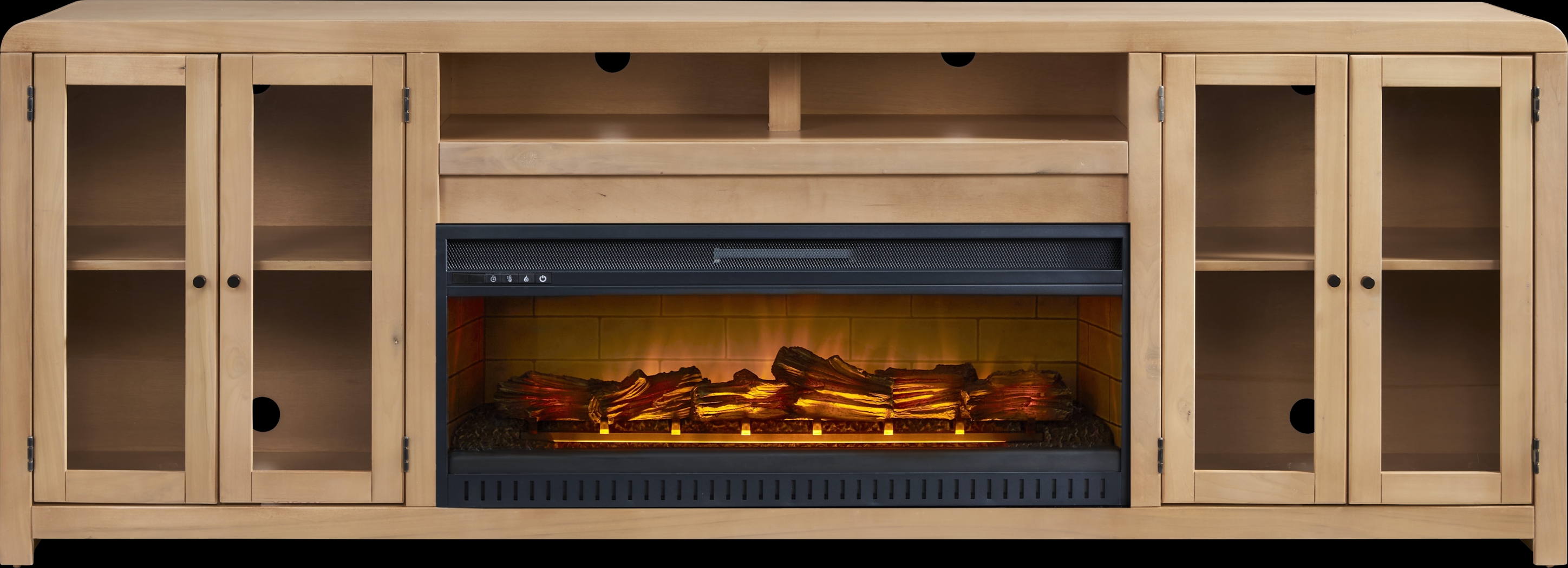 Montavilla Taffy 96 in. Console with Electric Log Fireplace - Thumbnail - Image 1