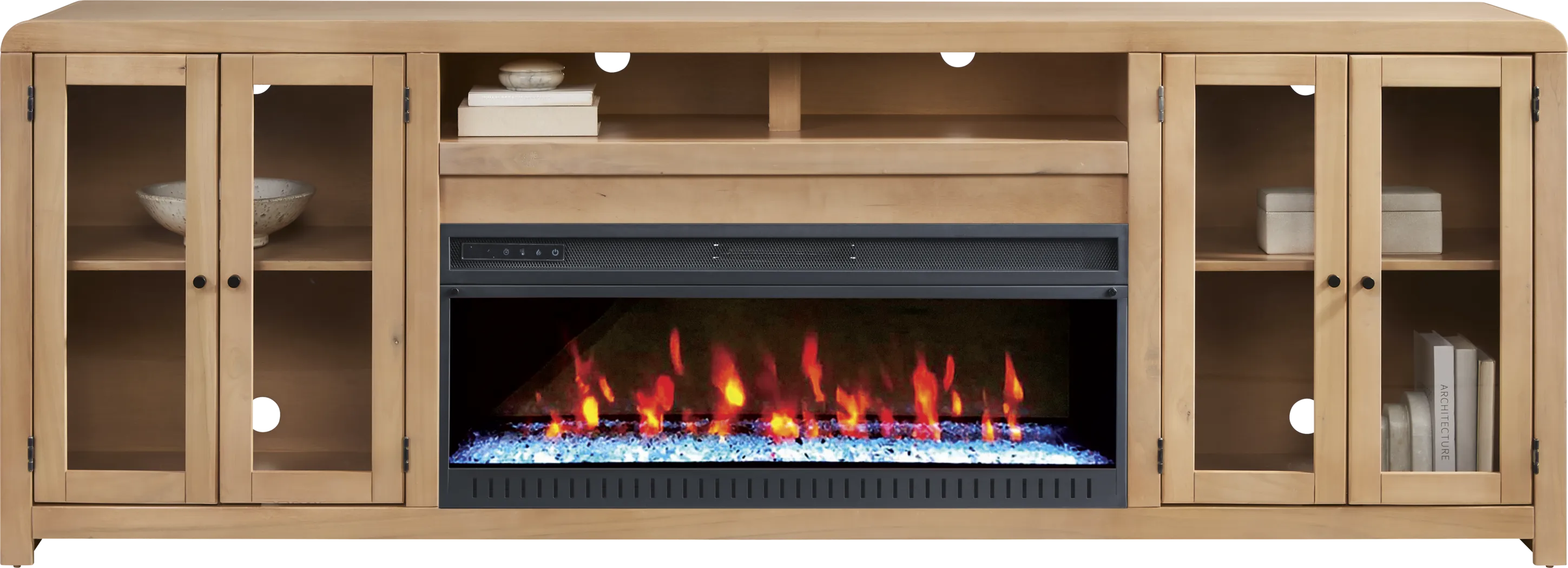Montavilla Taffy 96 in. Console with Electric Fireplace - Thumbnail - Image 2