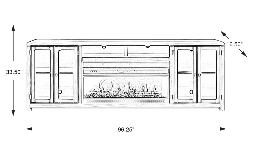 Montavilla Taffy Light Wood 96 In Console With Crystal Firebox