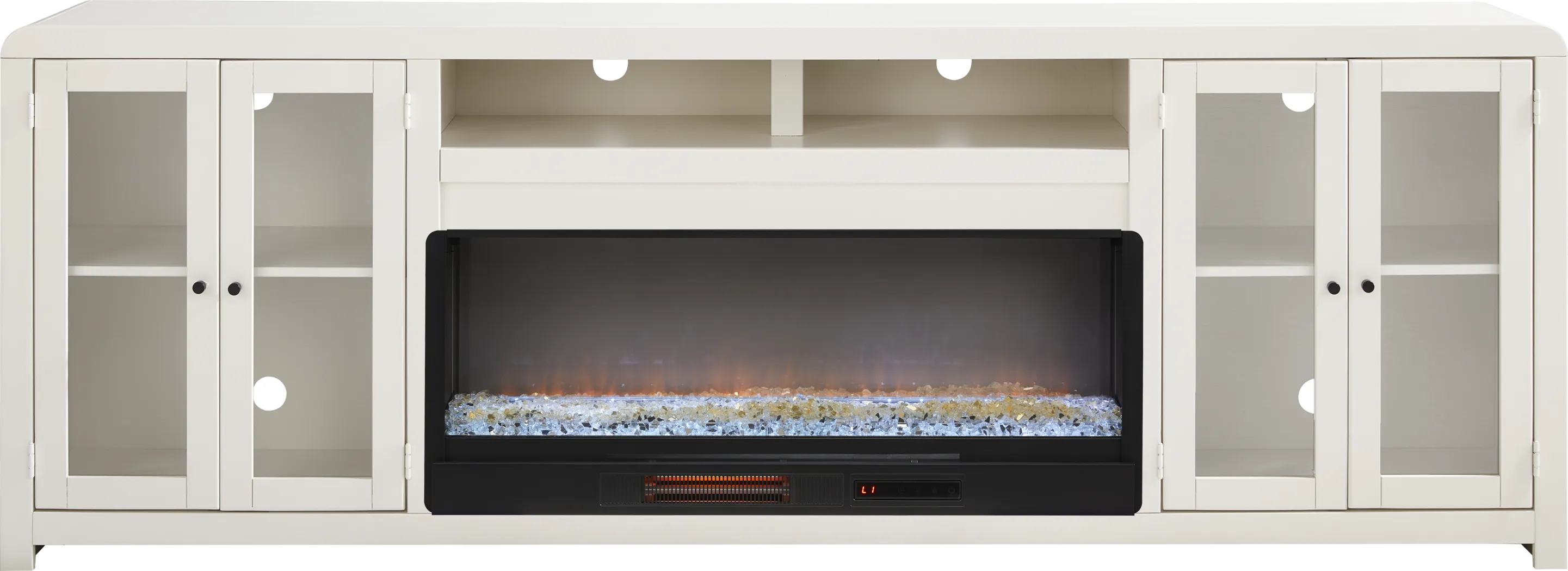 Montavilla White 96 in. Console with Electric Fireplace - Thumbnail - Image 1