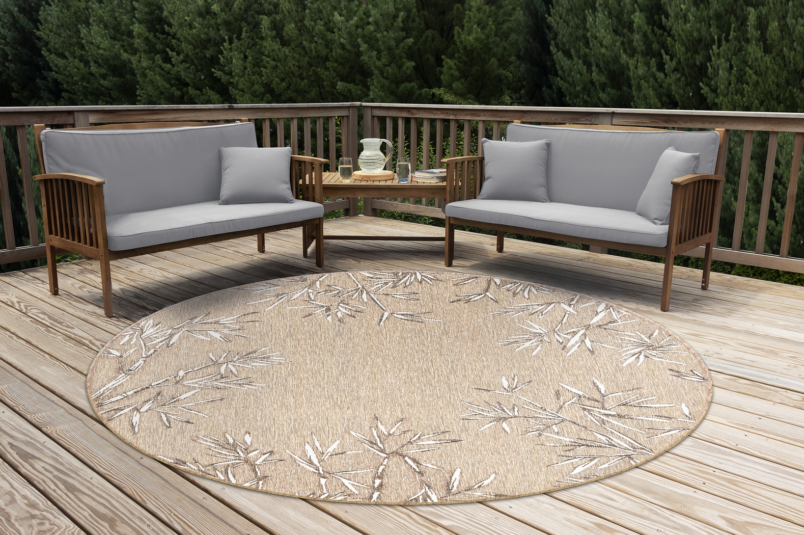 Montdover Tan 7'10 Round Indoor/Outdoor Rug - Thumbnail - Image 3
