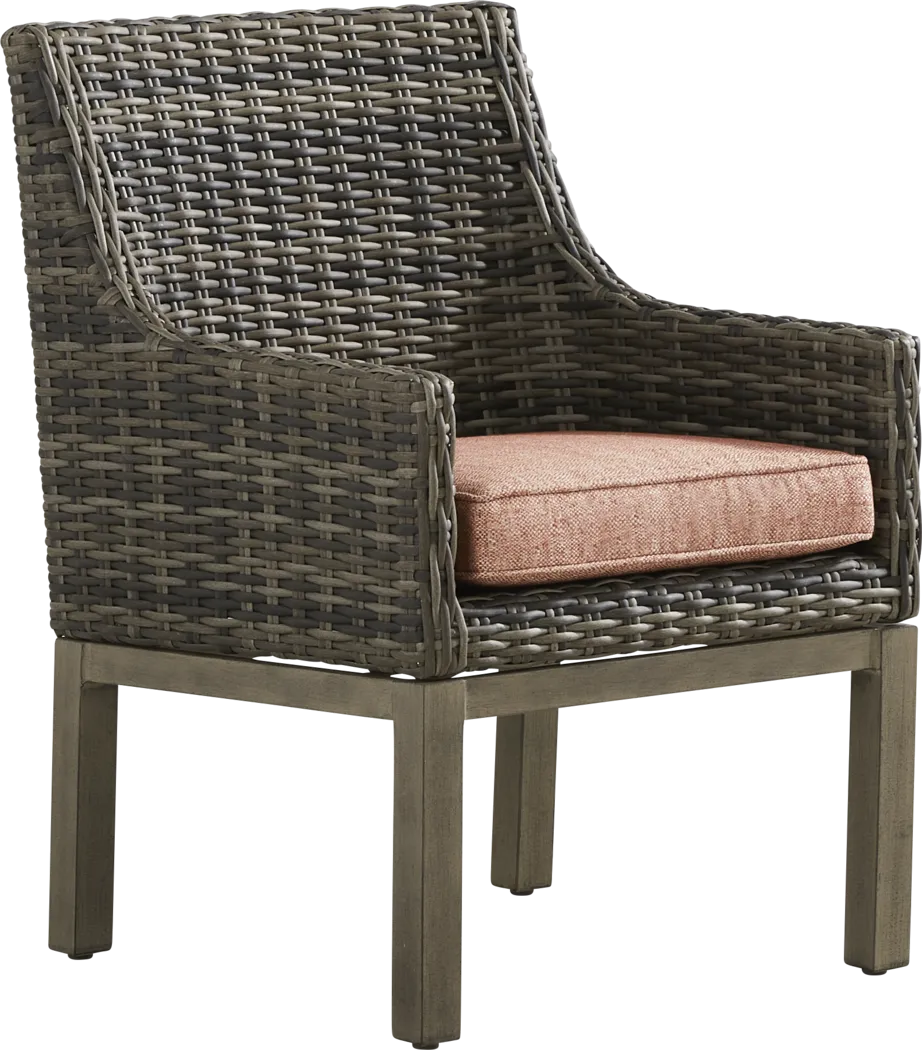Montecello Gray Outdoor Arm Chair with Terracotta Cushion - Thumbnail - Image 1