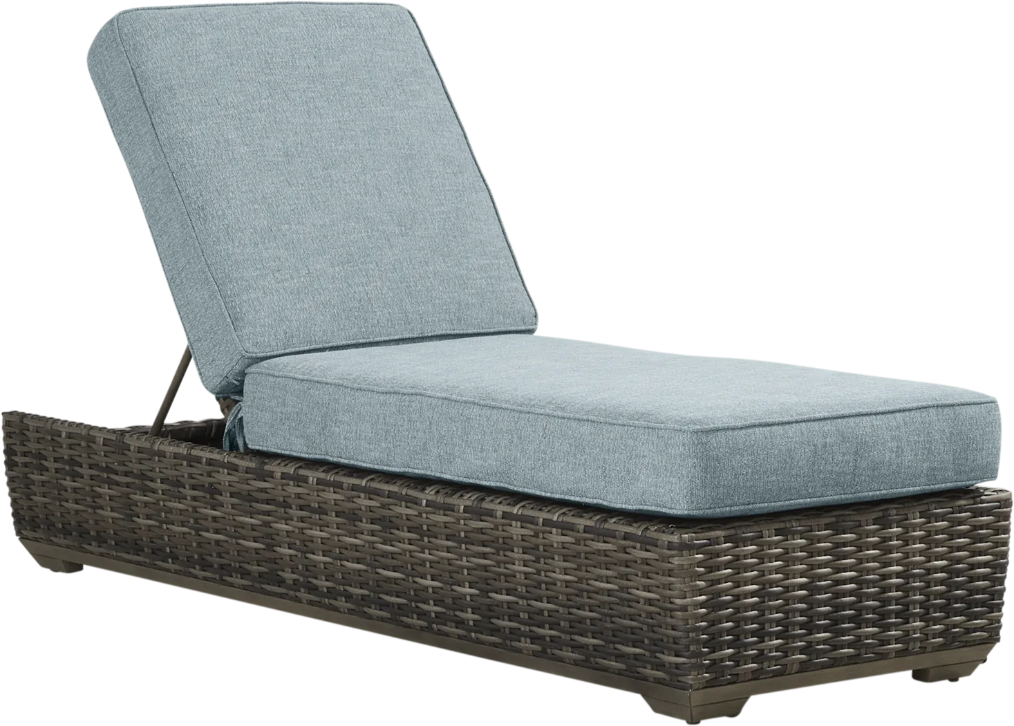 Montecello Gray Outdoor Chaise with Azure Cushions - Thumbnail - Image 1