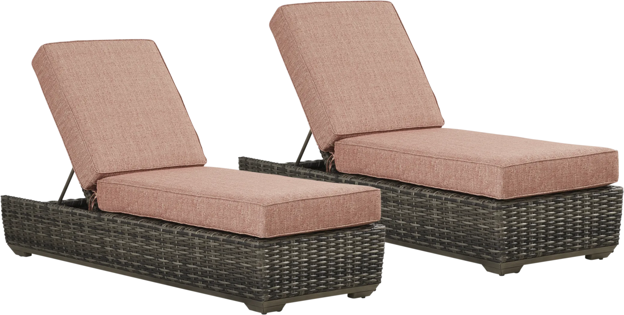 Montecello Gray Outdoor Chaise with Terracotta Cushions, Set of 2 - Thumbnail - Image 1