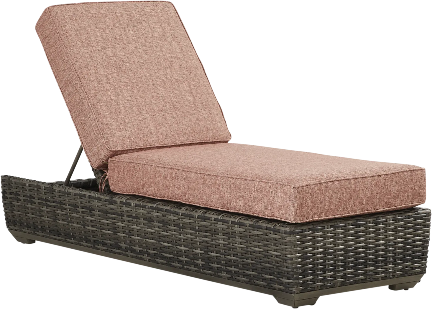 Montecello Gray Outdoor Chaise with Terracotta Cushions - Thumbnail - Image 1