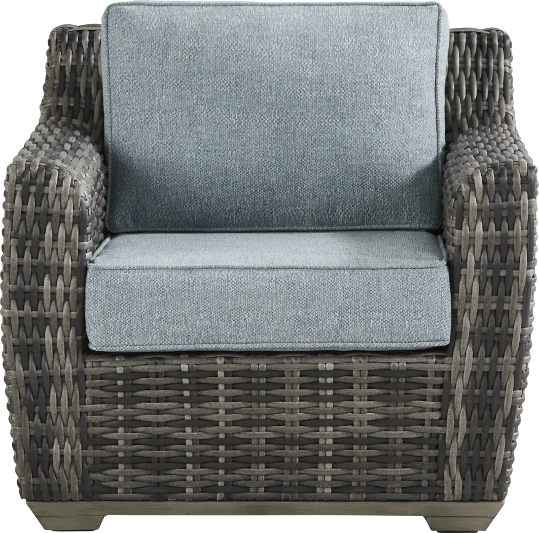Montecello Gray Outdoor Club Chair with Azure Cushions - Thumbnail - Image 3