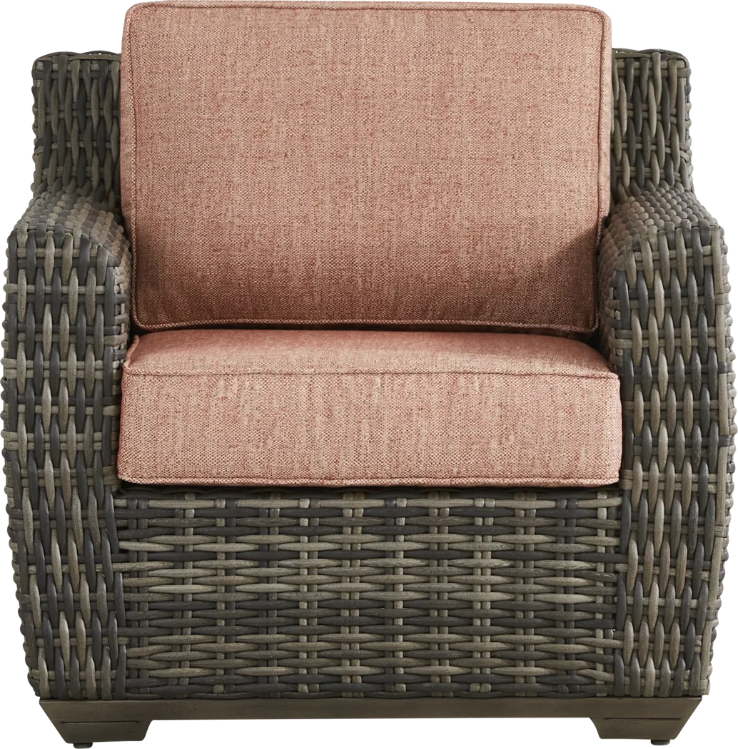 Montecello Gray Outdoor Club Chair with Terracotta Cushions - Thumbnail - Image 2