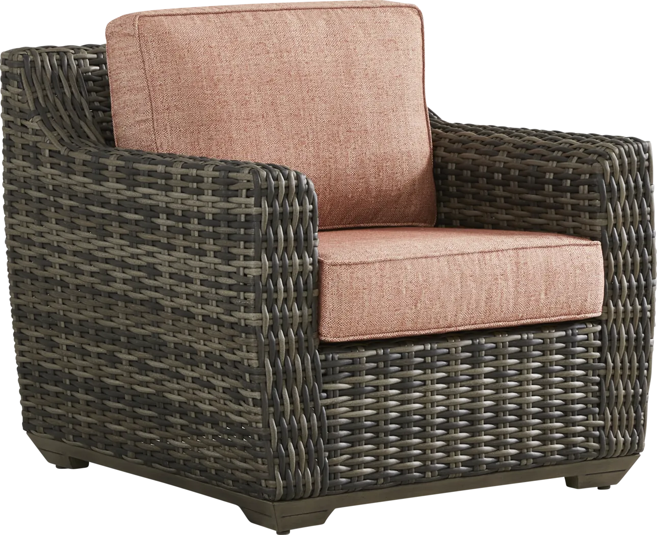 Montecello Gray Outdoor Club Chair with Terracotta Cushions - Thumbnail - Image 1