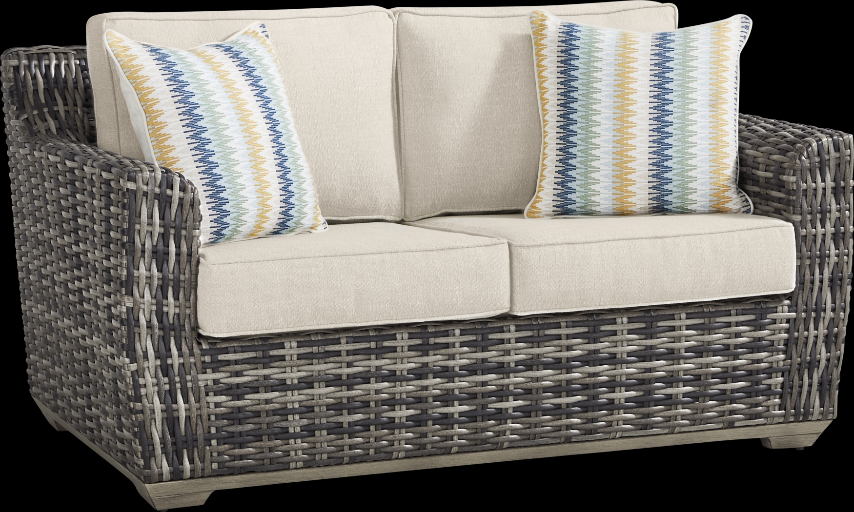 Montecello Gray 4 Pc Outdoor Loveseat Seating Set with Twine Cushions - Thumbnail - Image 3