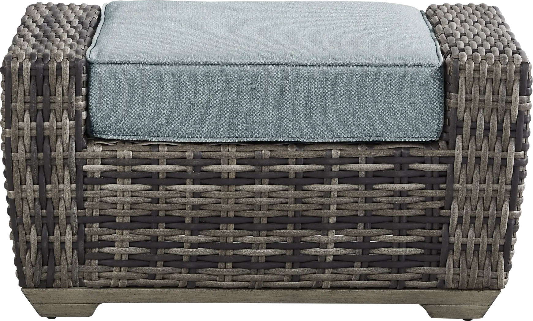 Montecello Gray Outdoor Ottoman with Azure Cushion - Thumbnail - Image 2