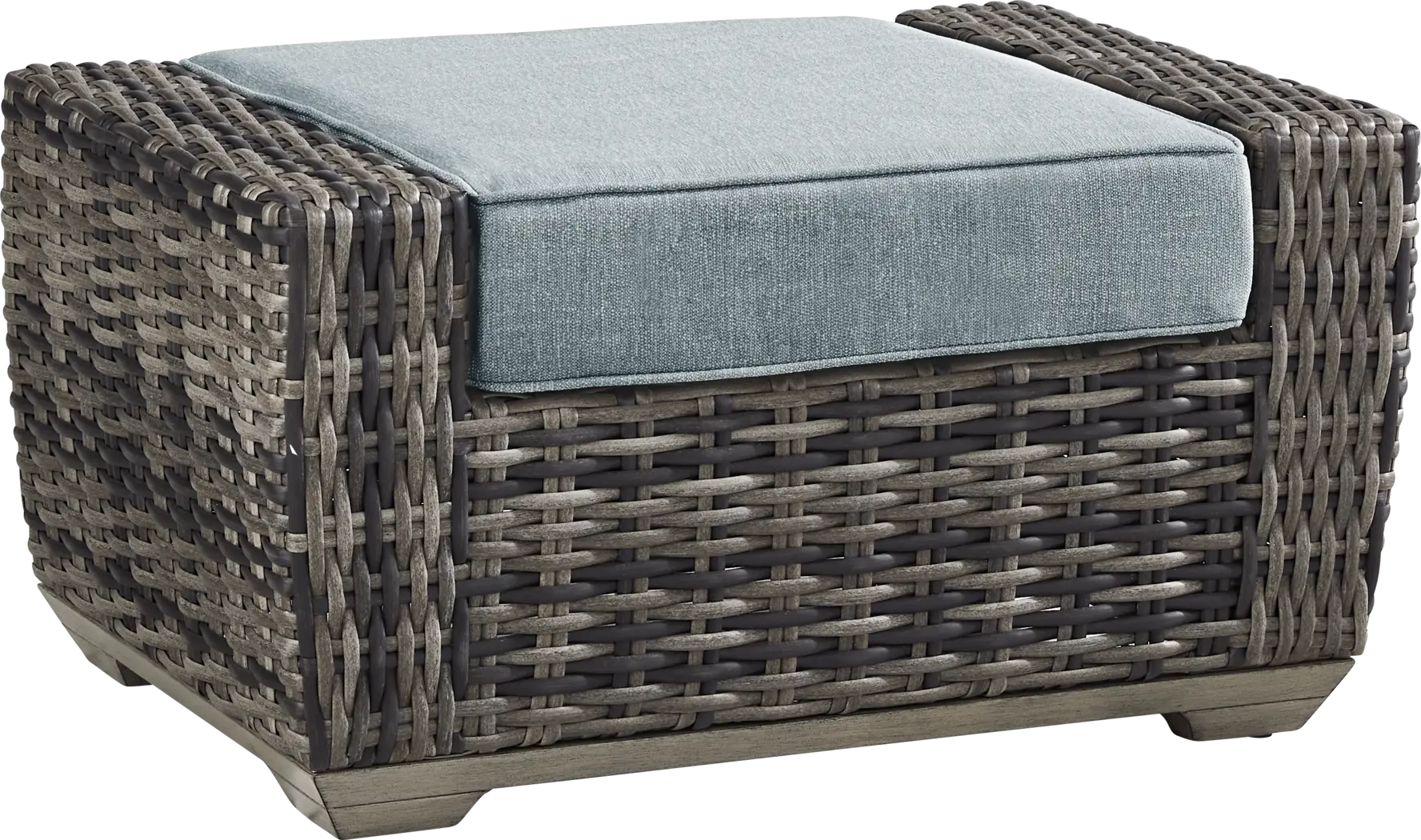 Montecello Gray Outdoor Ottoman with Azure Cushion - Thumbnail - Image 1