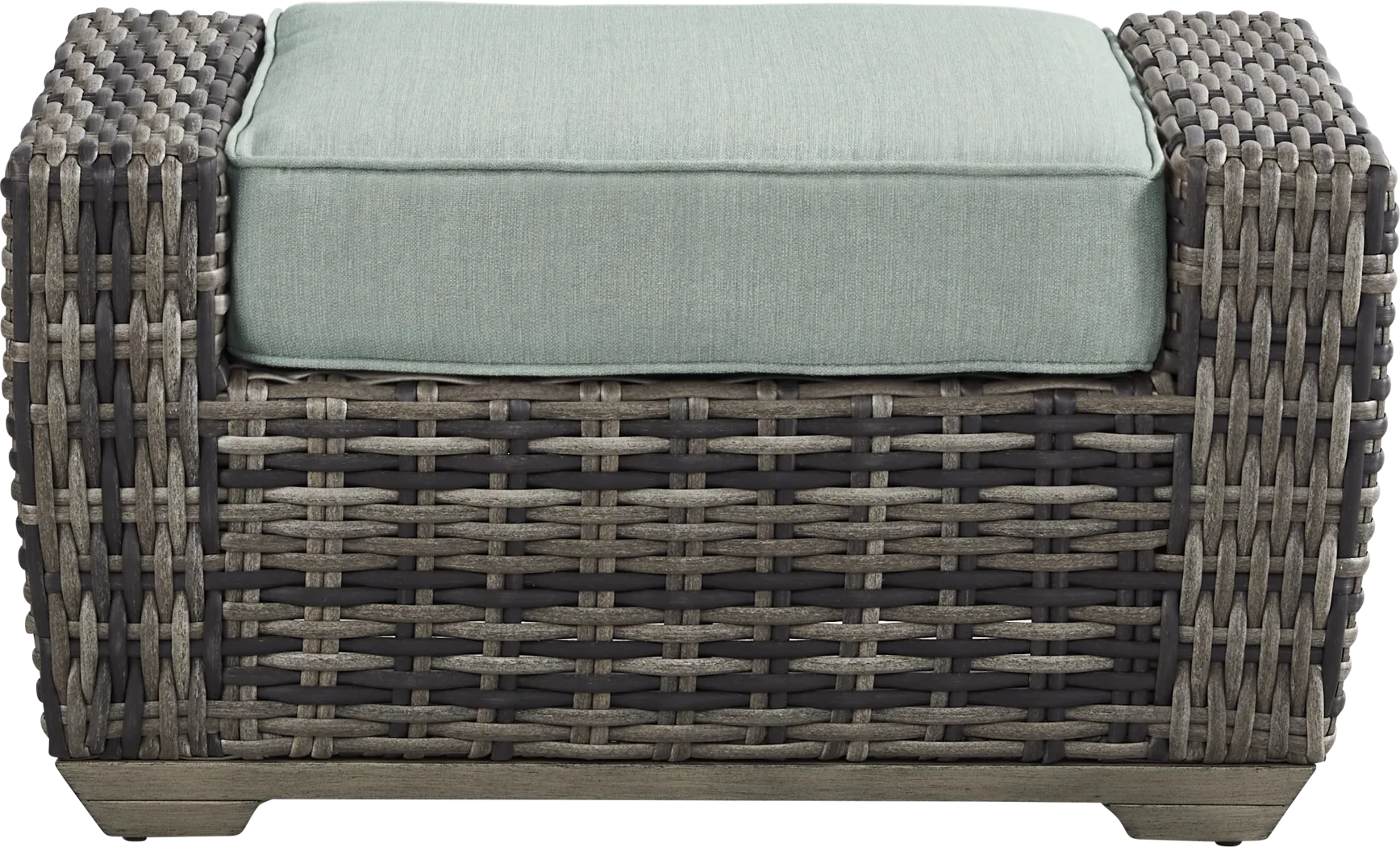 Montecello Gray Outdoor Ottoman with Mist Cushions - Thumbnail - Image 2