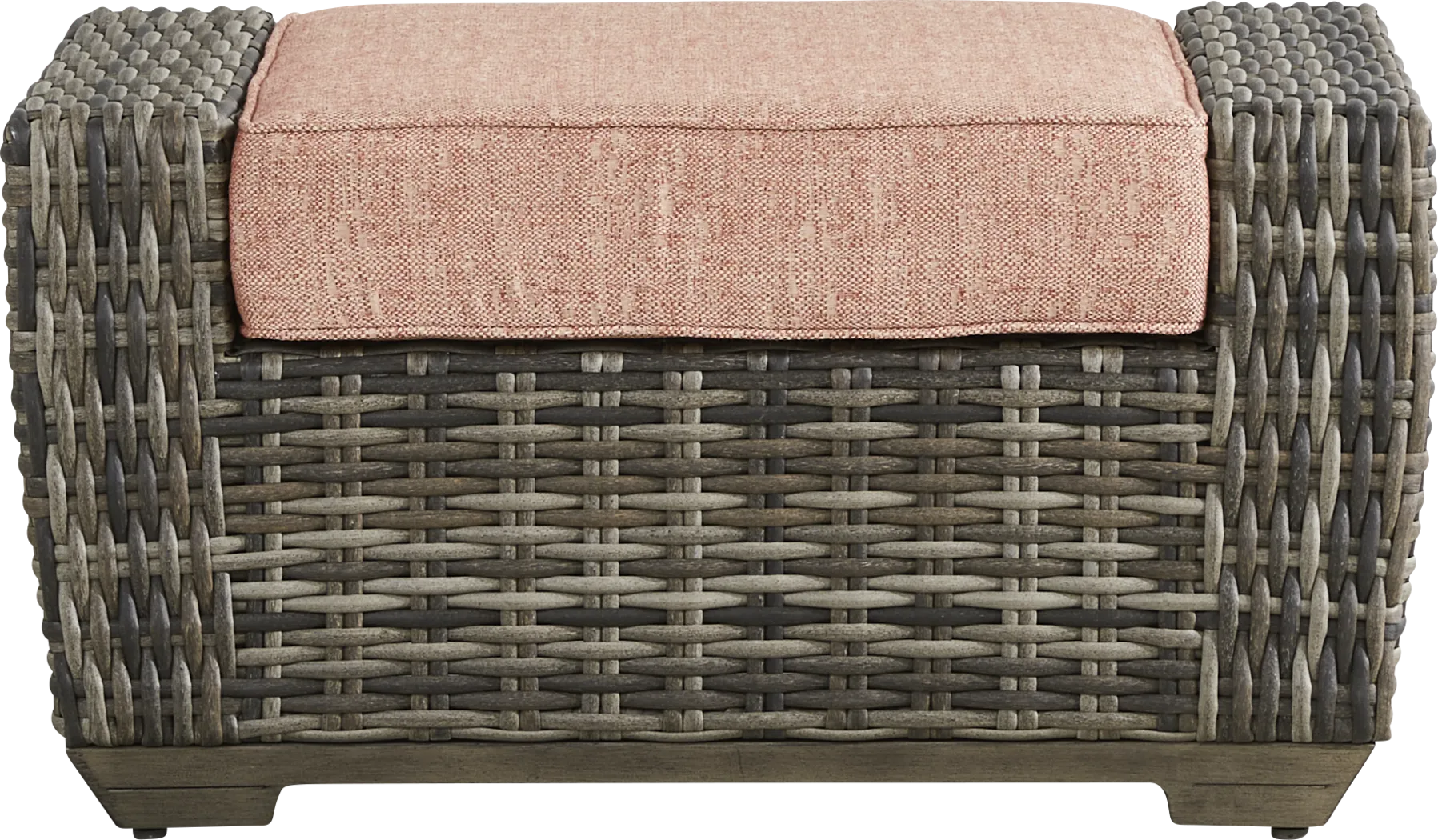 Montecello Gray Outdoor Ottoman with Terracotta Cushion - Thumbnail - Image 2