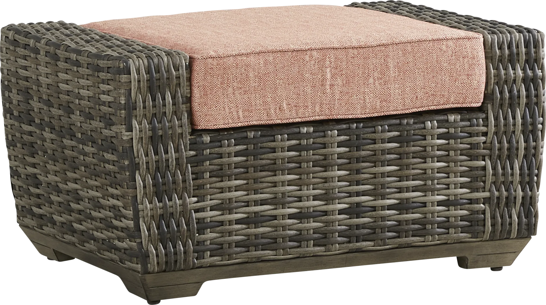 Montecello Gray Outdoor Ottoman with Terracotta Cushion - Thumbnail - Image 1