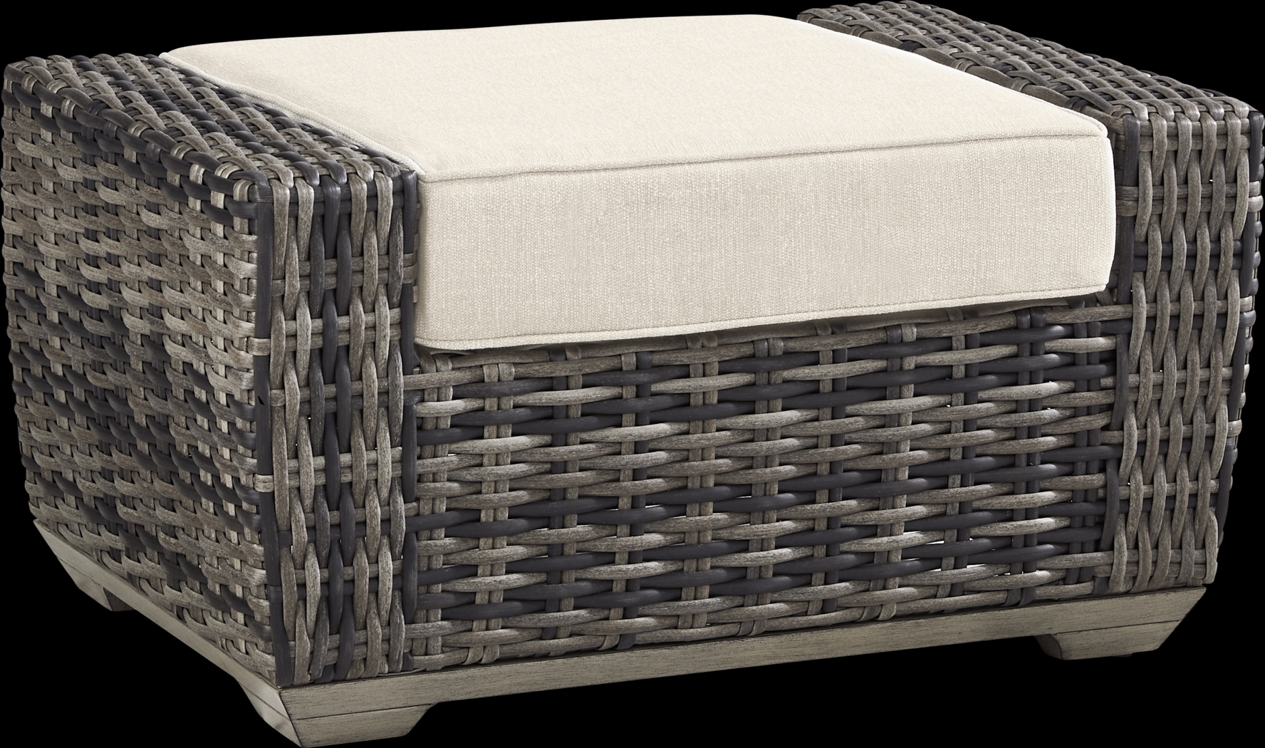 Montecello Gray Outdoor Ottoman with Twine Cushion - Thumbnail - Image 1