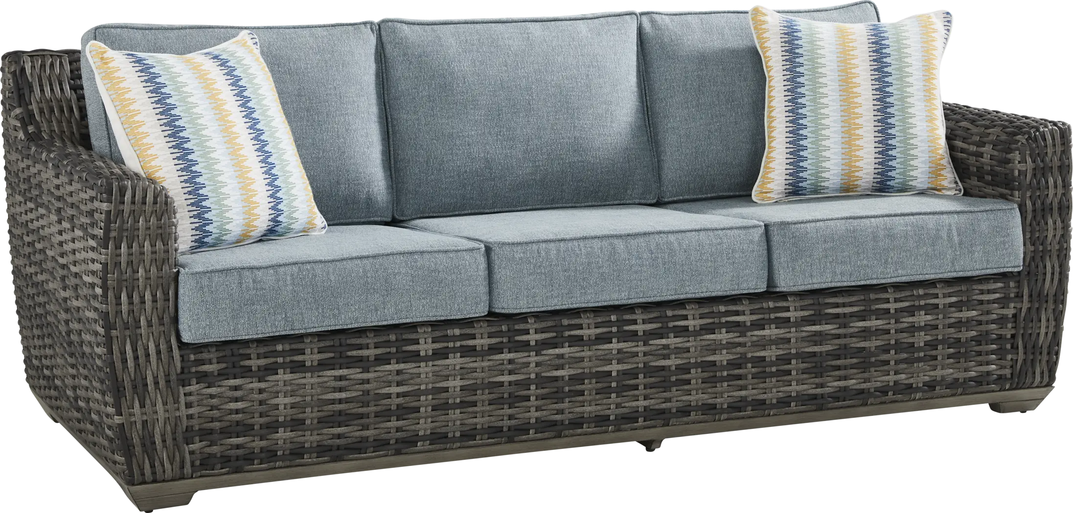 Montecello Gray 4 Pc Outdoor Seating Set with Azure Cushions - Thumbnail - Image 3