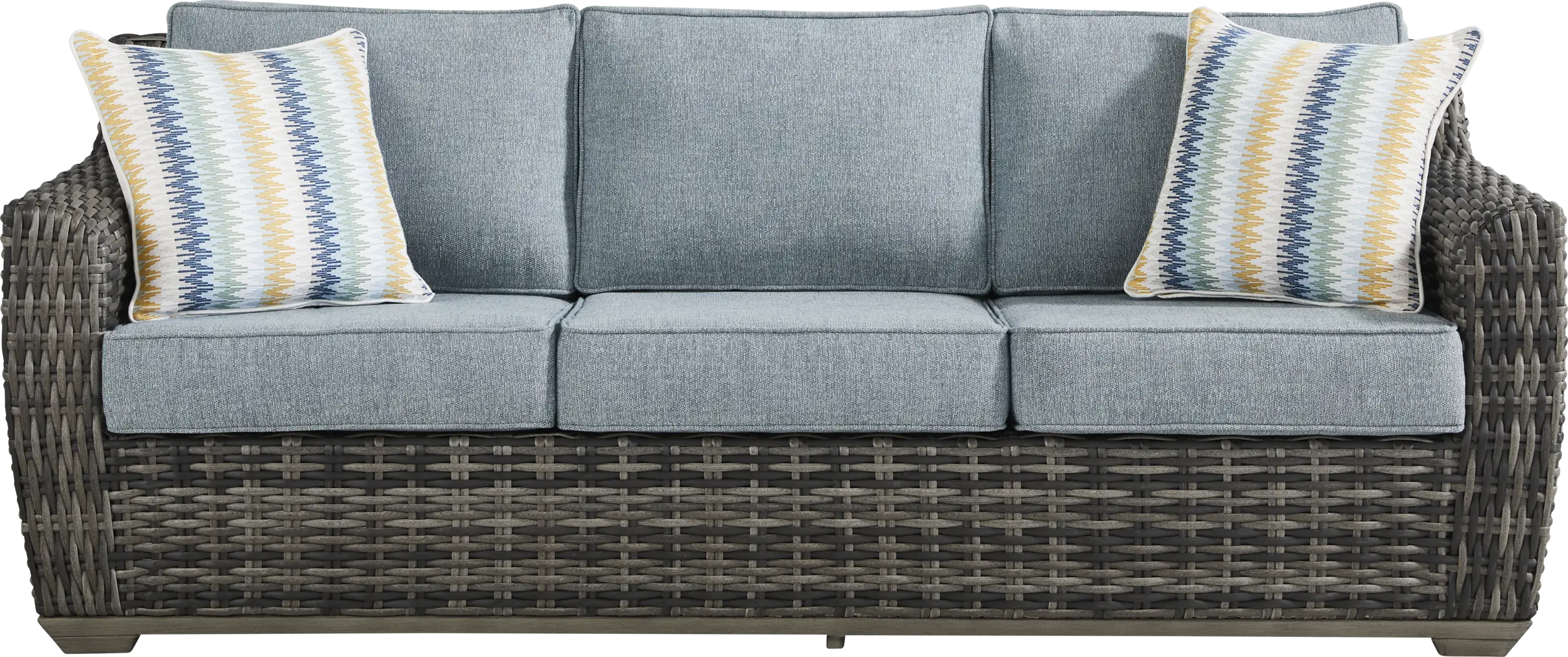 Montecello Gray 4 Pc Outdoor Seating Set with Azure Cushions - Thumbnail - Image 2