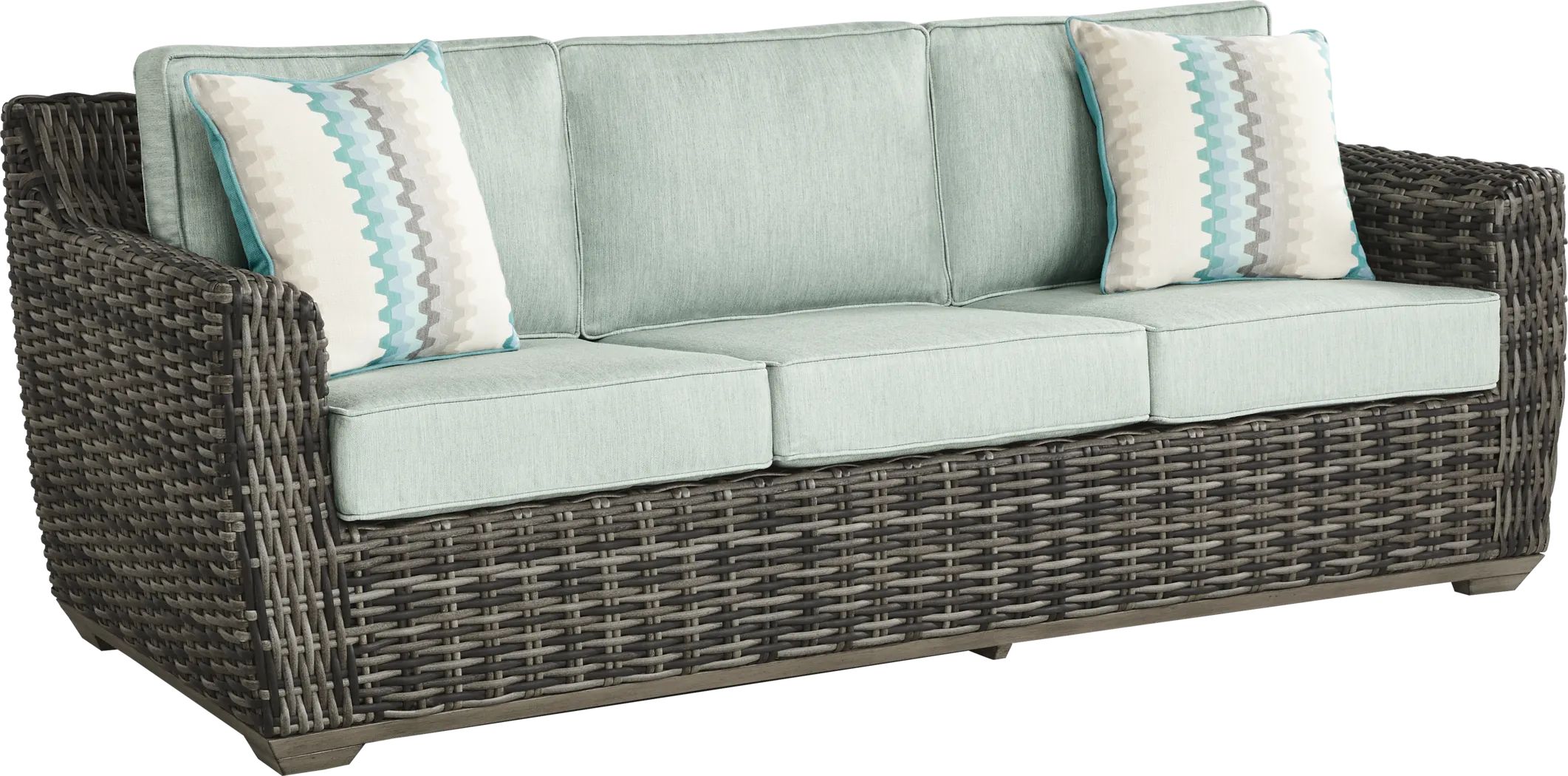 Montecello Gray Outdoor Sofa with Mist Cushions - Thumbnail - Image 3