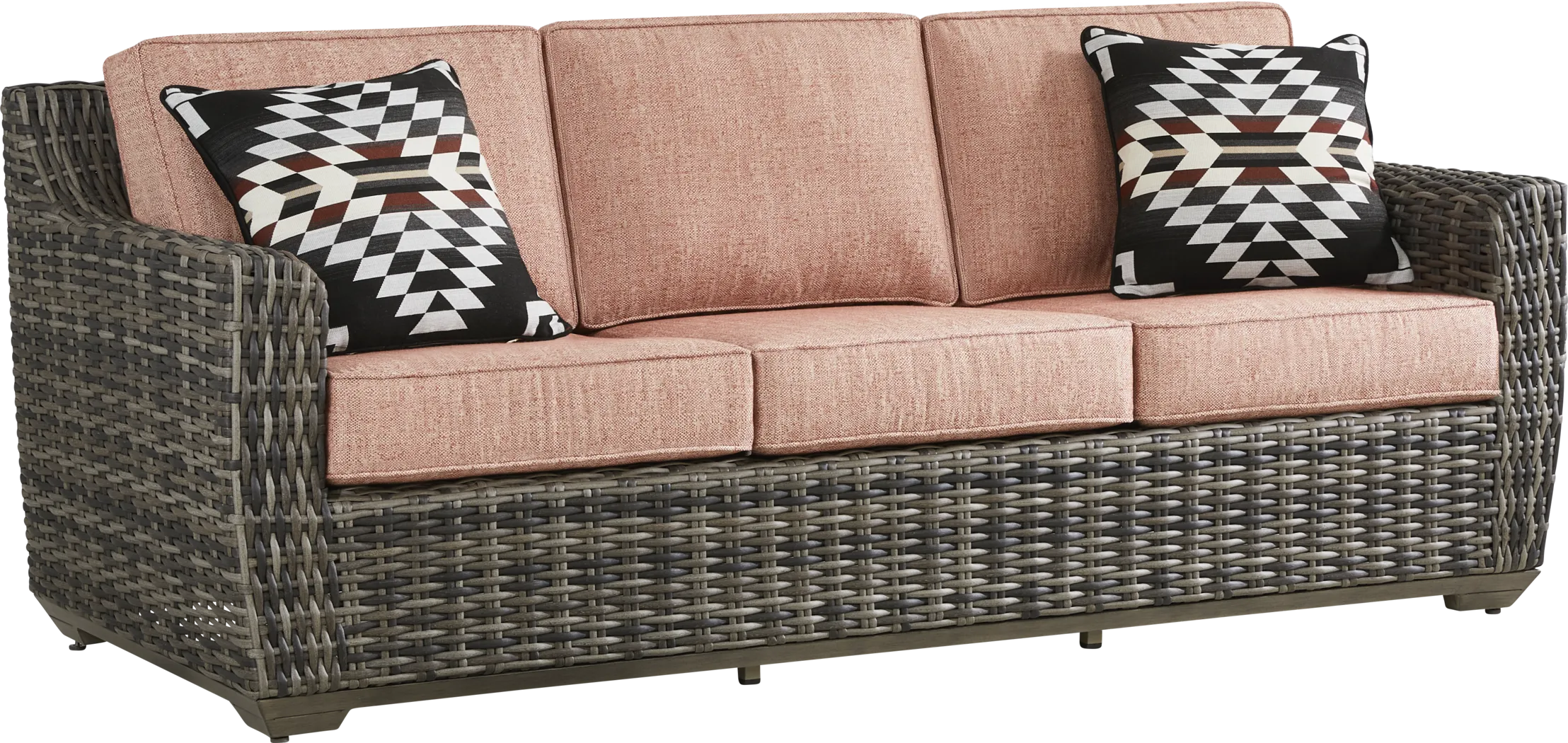 Montecello Gray Outdoor Sofa with Terracotta Cushions - Thumbnail - Image 2