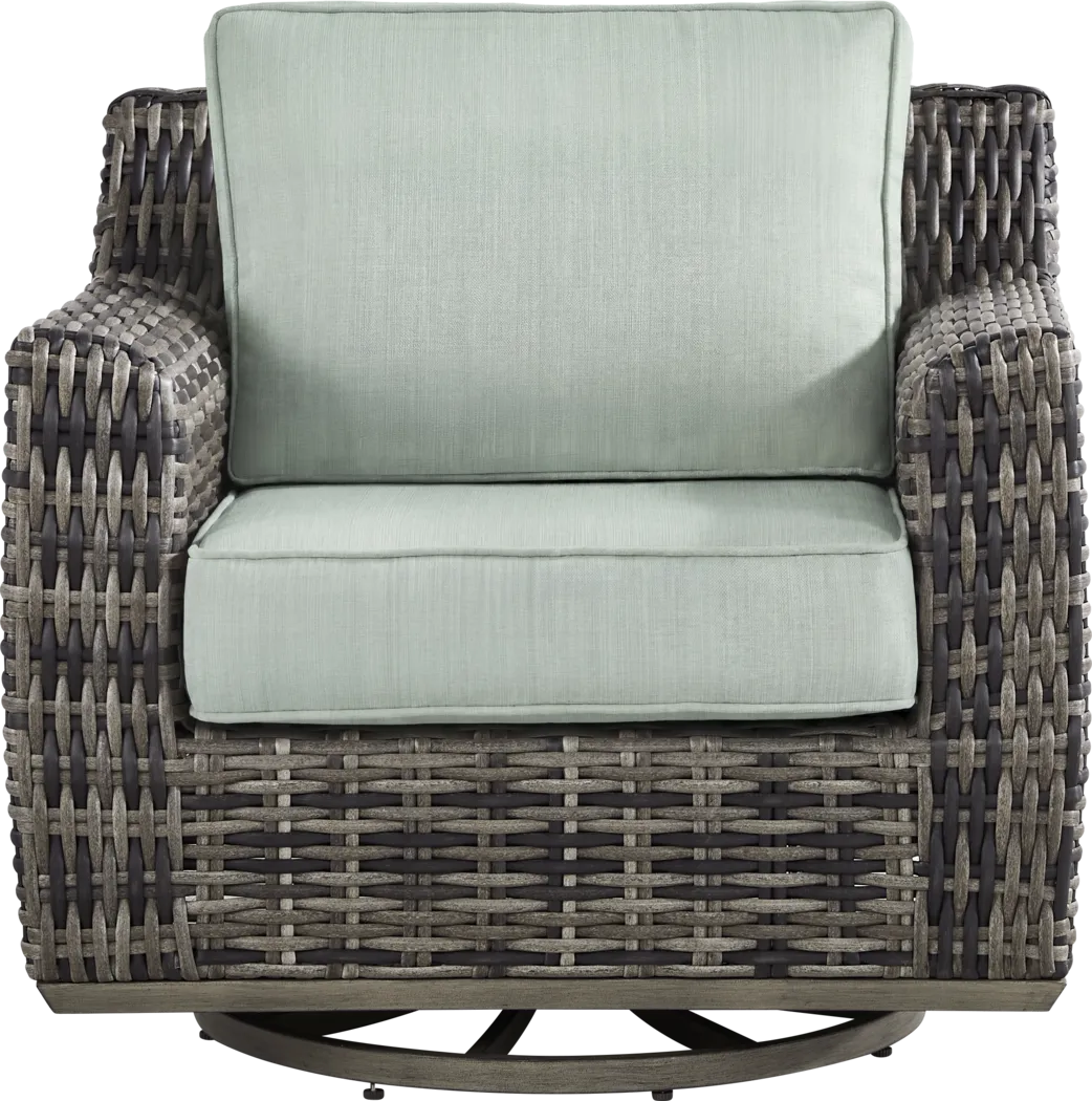 Montecello Gray Outdoor Swivel Club Chair with Mist Cushions - Thumbnail - Image 2