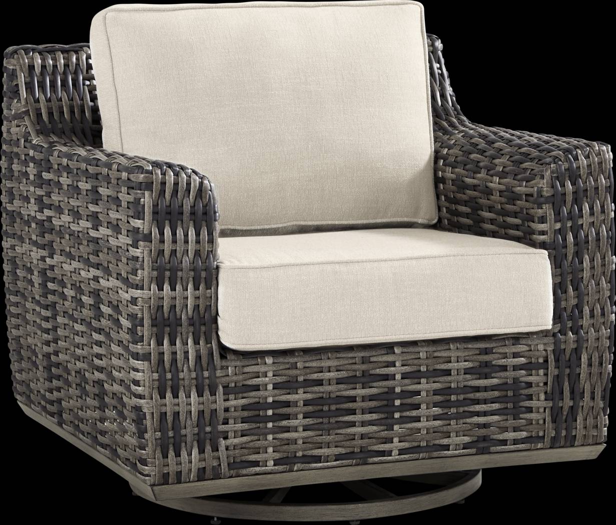 Montecello Gray 5 Pc Outdoor Swivel Chat Set with Twine Cushions - Thumbnail - Image 2