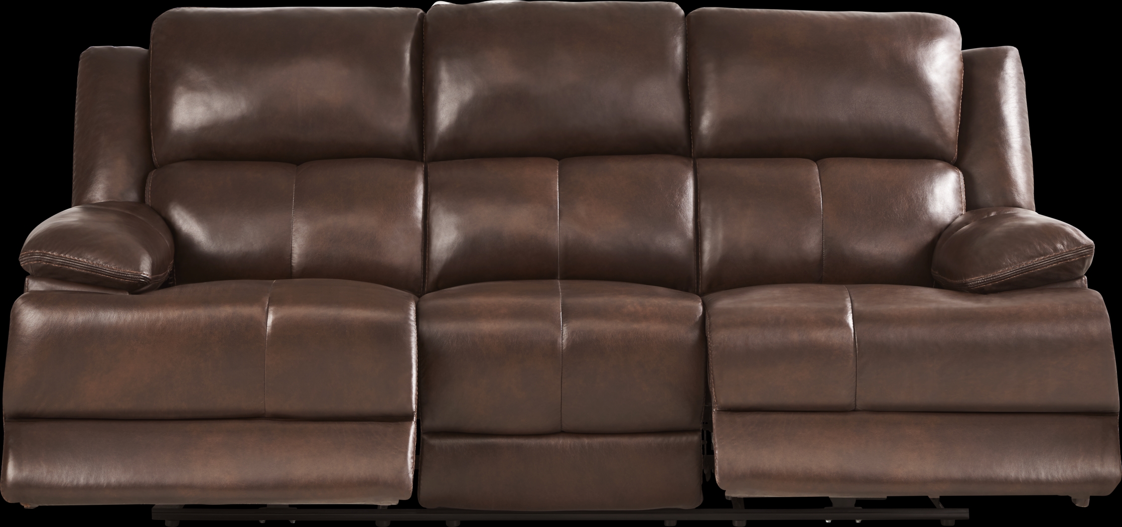Montefano Brown Leather Reclining Sofa - Thumbnail - Image 3