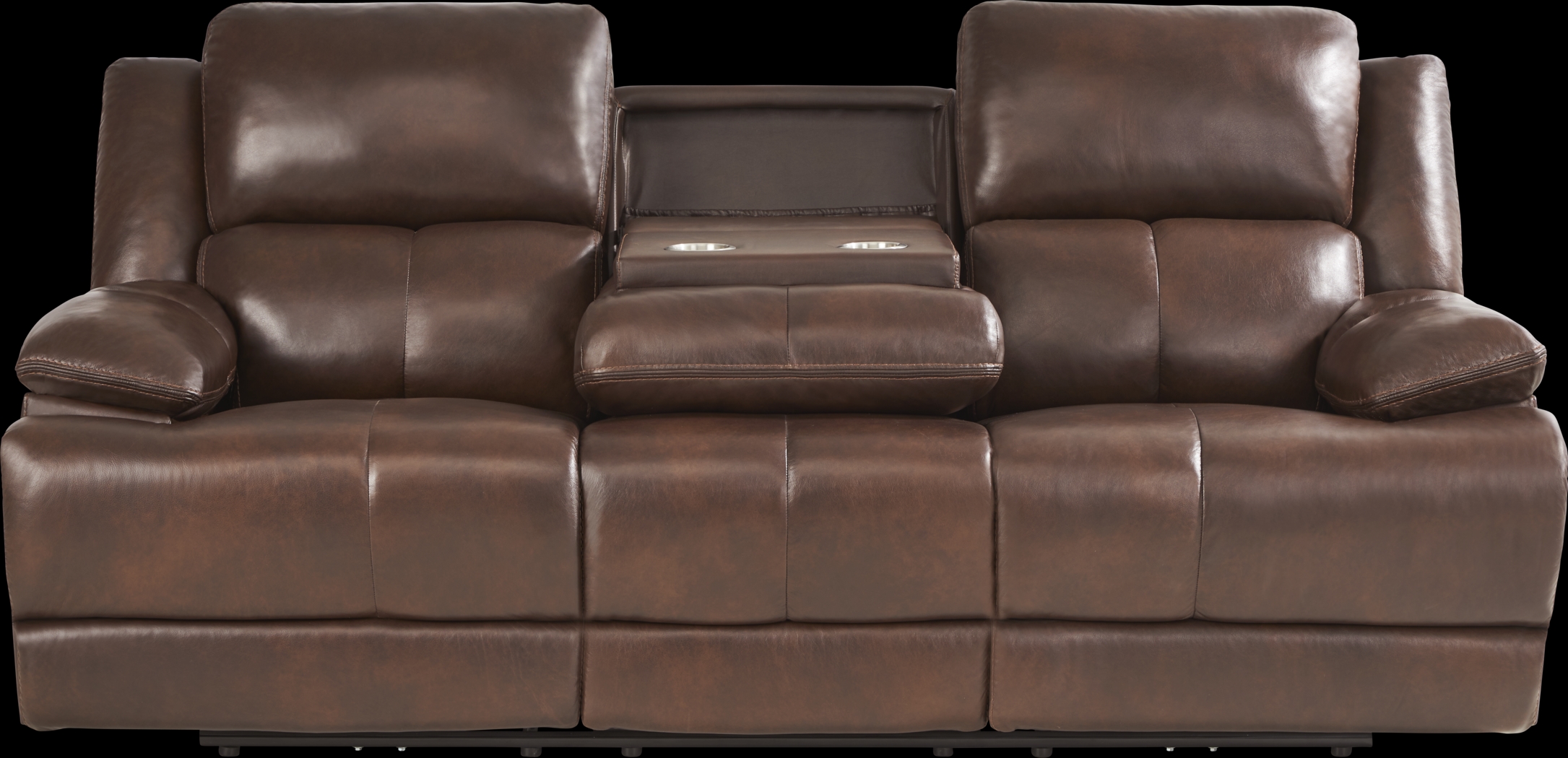 Montefano Brown Leather Reclining Sofa - Thumbnail - Image 4
