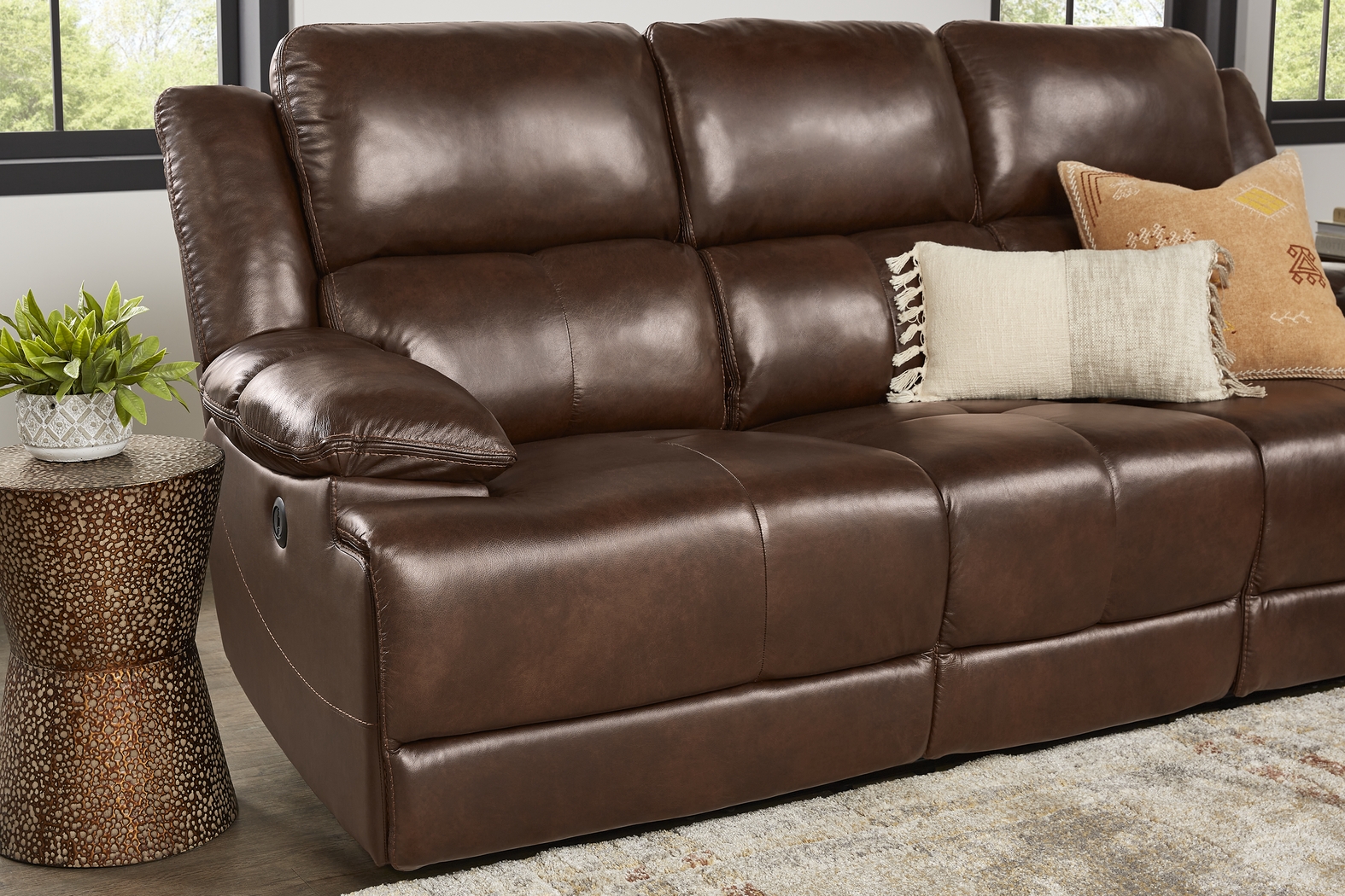 Montefano Brown Leather 5 Pc Reclining Living Room - Thumbnail - Image 7