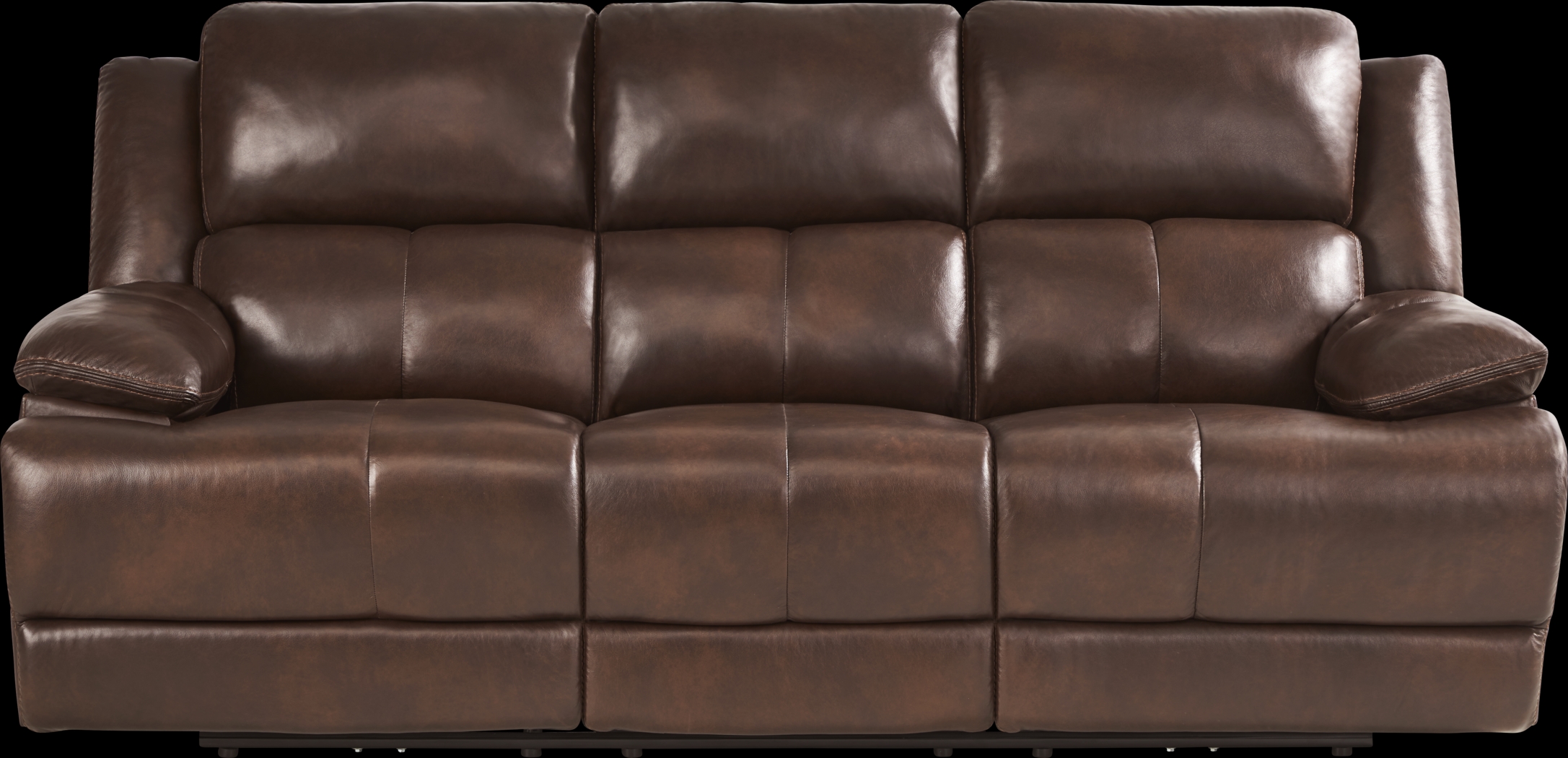 Montefano Brown Leather Power Reclining Sofa - Thumbnail - Image 1