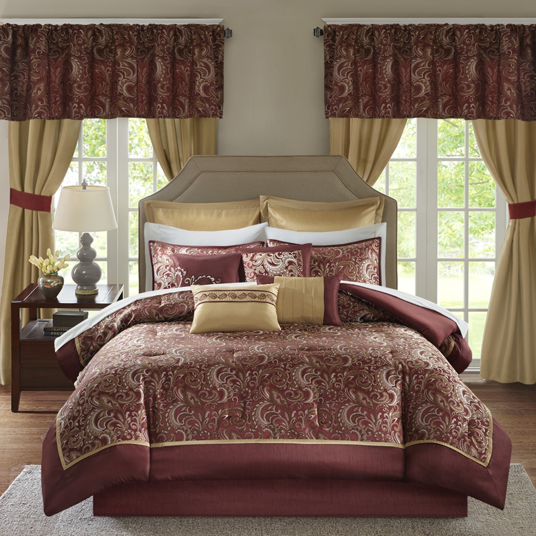 Montegut Red 24 Pc California King Bedding Set - Thumbnail - Image 2