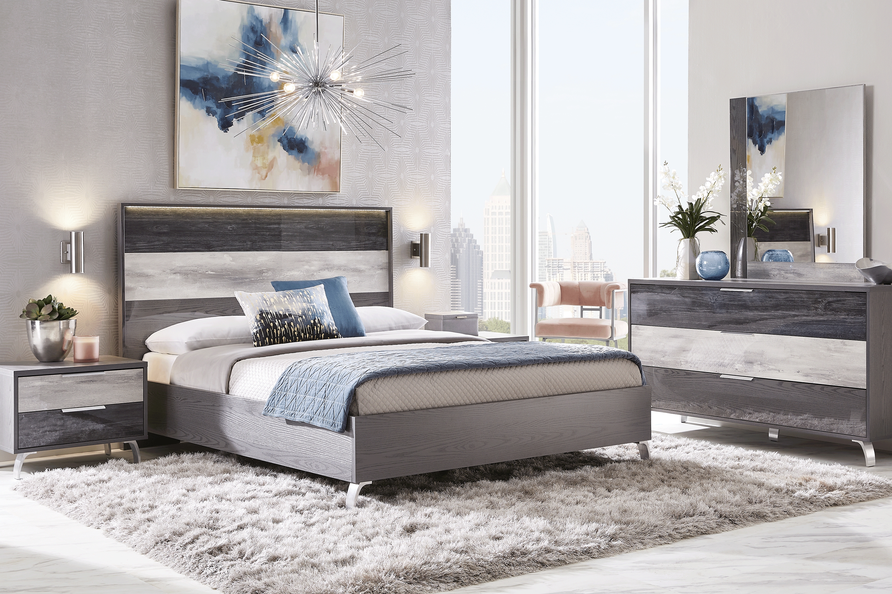 Montella Manor Gray 3 Pc Queen Panel Bed - Thumbnail - Image 2