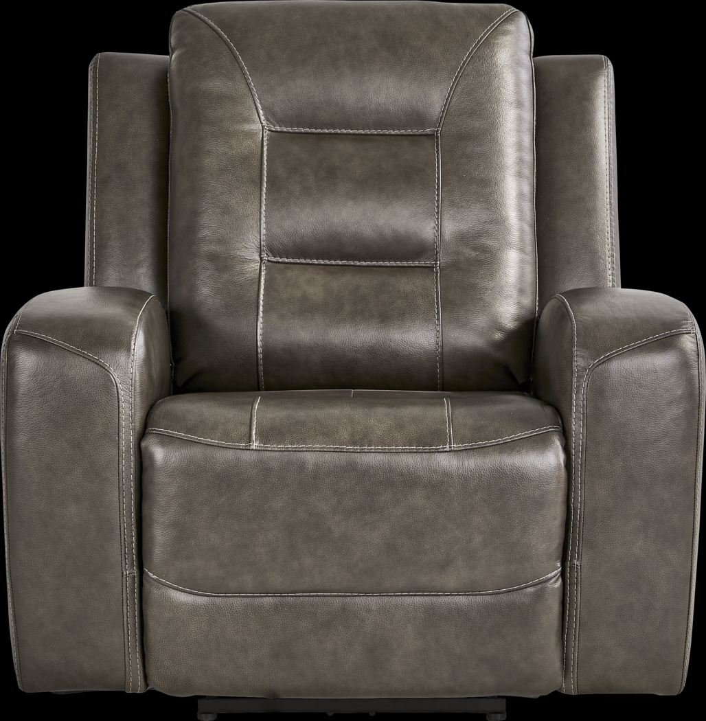 Montero Charcoal Leather Dual Power Recliner - Thumbnail - Image 2