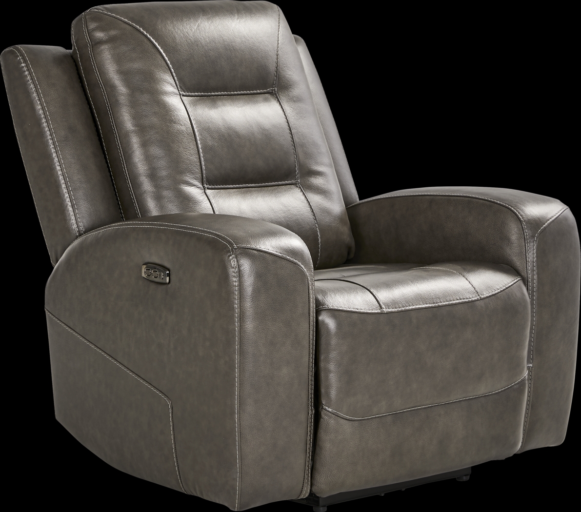 Montero Charcoal Leather Dual Power Recliner - Thumbnail - Image 3