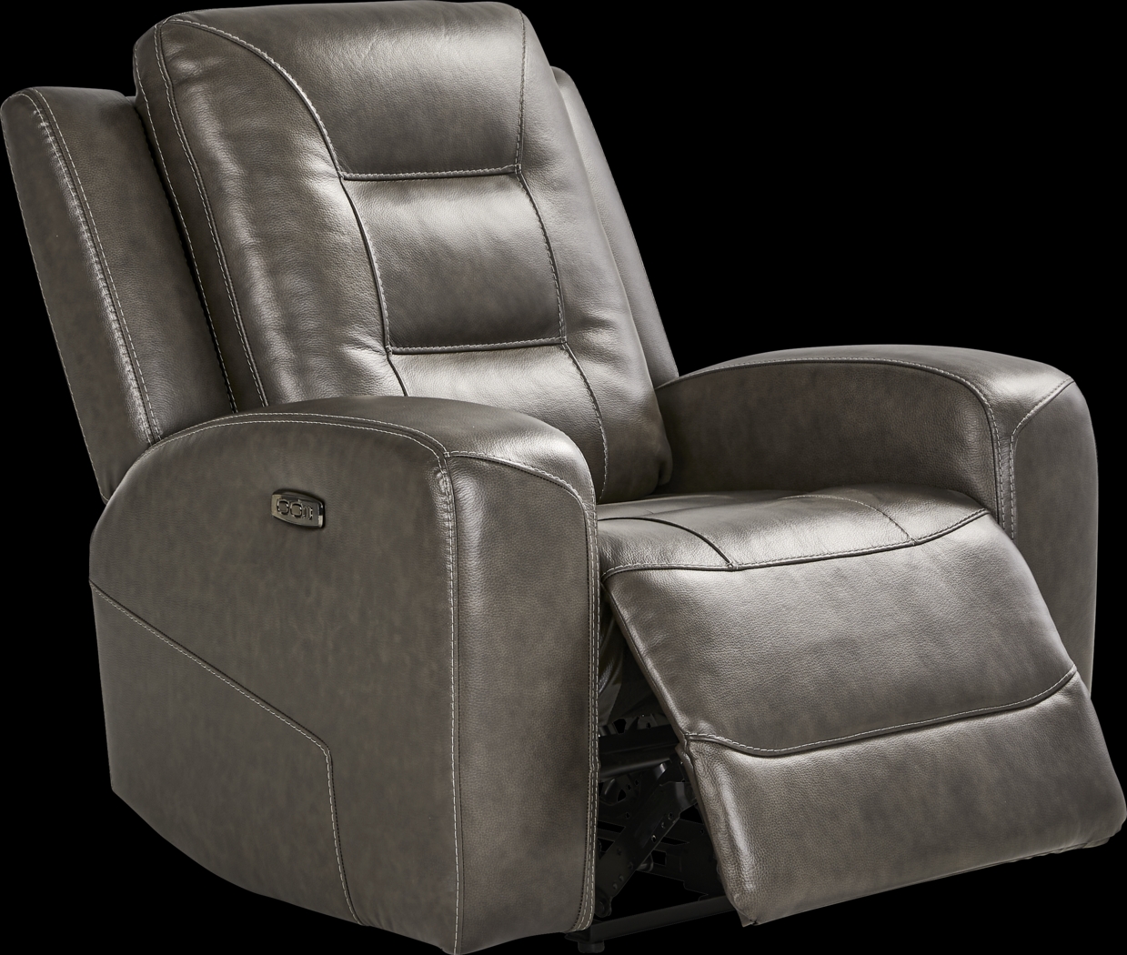 Montero Charcoal Leather Dual Power Recliner - Thumbnail - Image 1