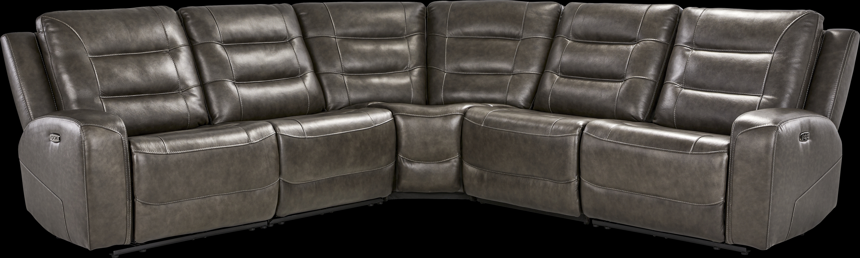 Montero Charcoal Leather 5 Pc Dual Power Reclining Sectional - Thumbnail - Image 3