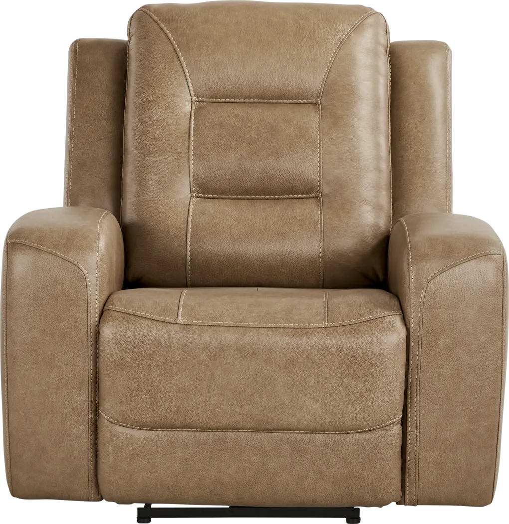 Montero Sand Leather Dual Power Recliner - Thumbnail - Image 2