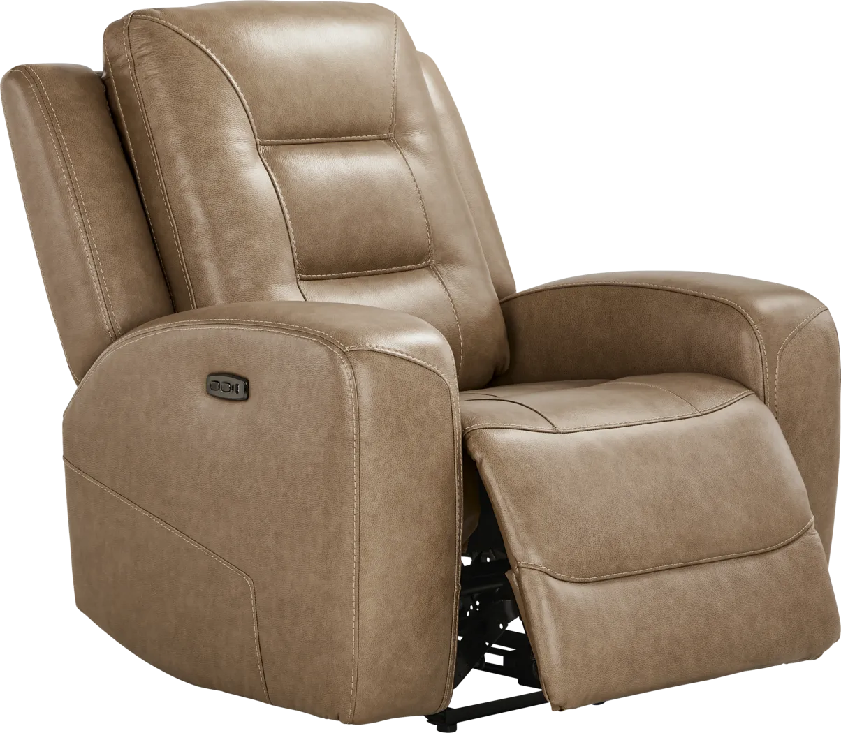 Montero Sand Leather Dual Power Recliner - Thumbnail - Image 1