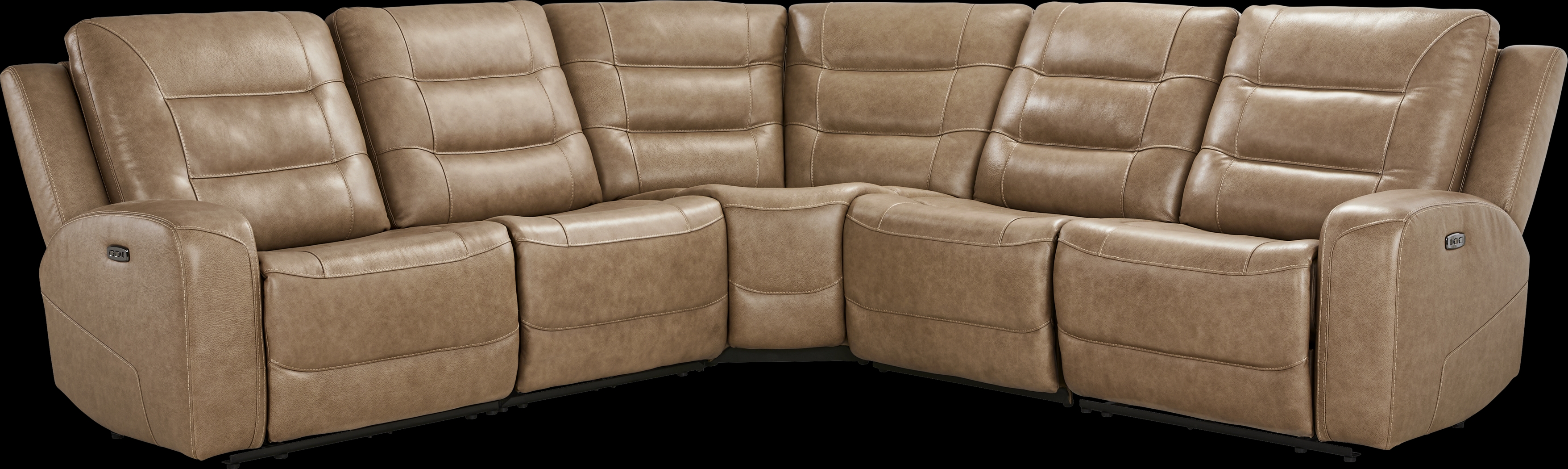 Montero Sand Leather 5 Pc Dual Power Reclining Sectional - Thumbnail - Image 3