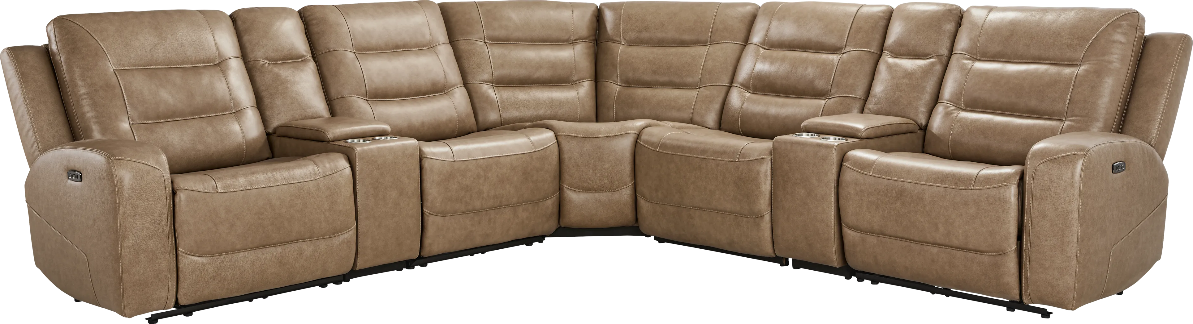 Montero Sand Leather 7 Pc Dual Power Reclining Sectional - Thumbnail - Image 3