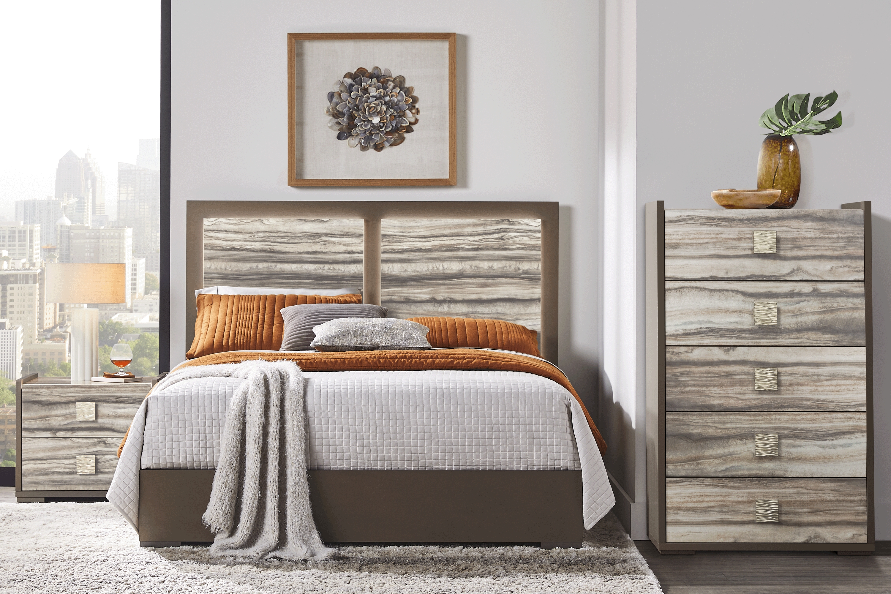 Small Spaces Monterosso Tan 5 Pc King Panel Bedroom - Thumbnail - Image 1