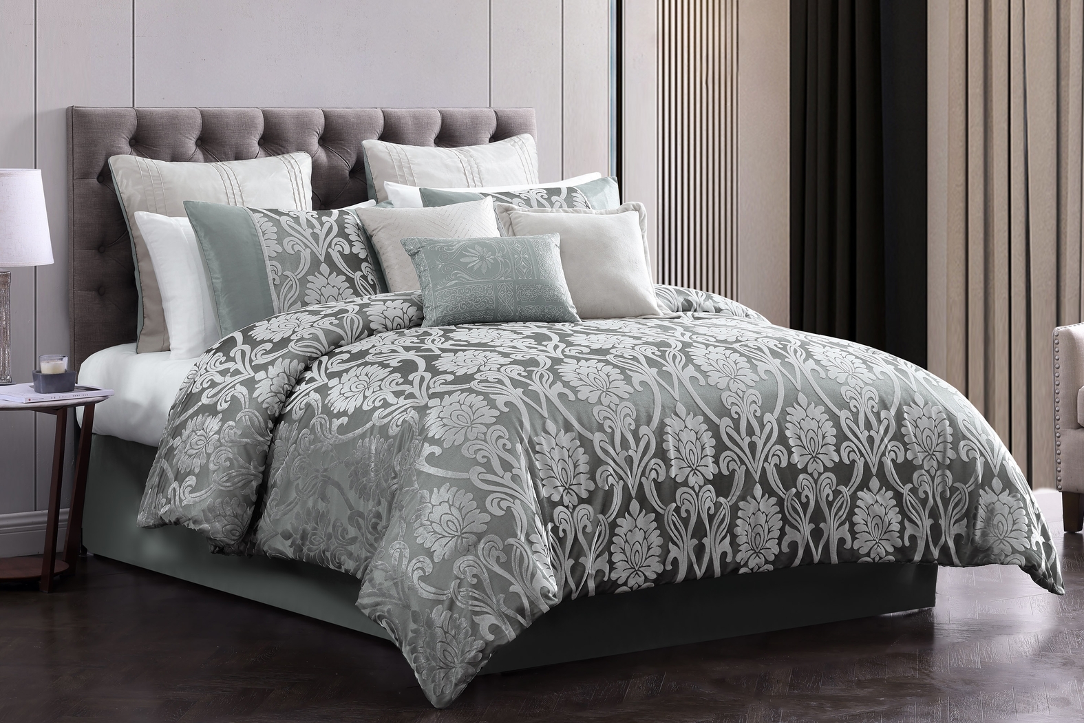 Montmood Gray 10 Pc King Comforter Set - Thumbnail - Image 1