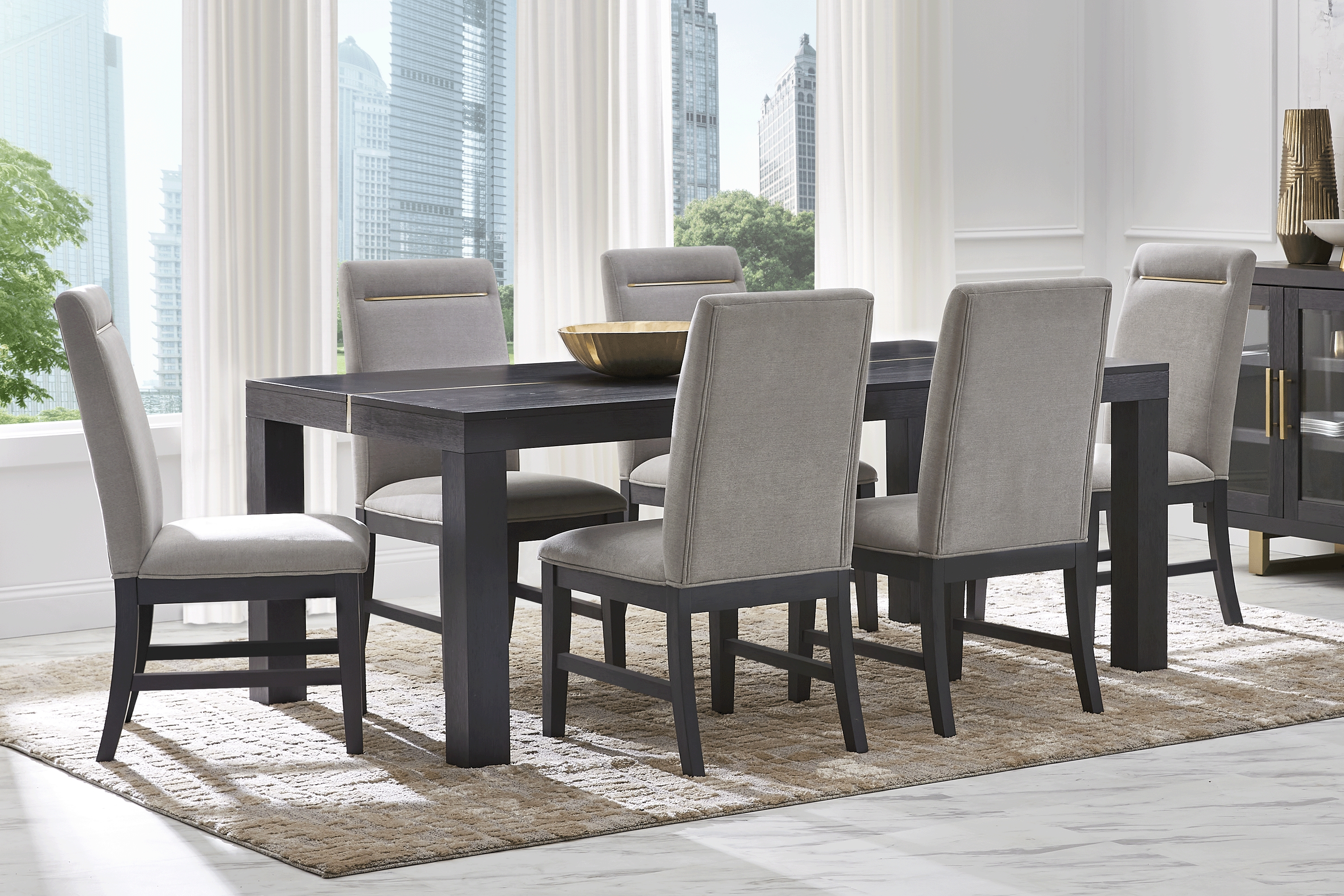 Montpelier Charcoal 5 Pc Dining Room w/ Gray Side Chairs - Thumbnail - Image 1